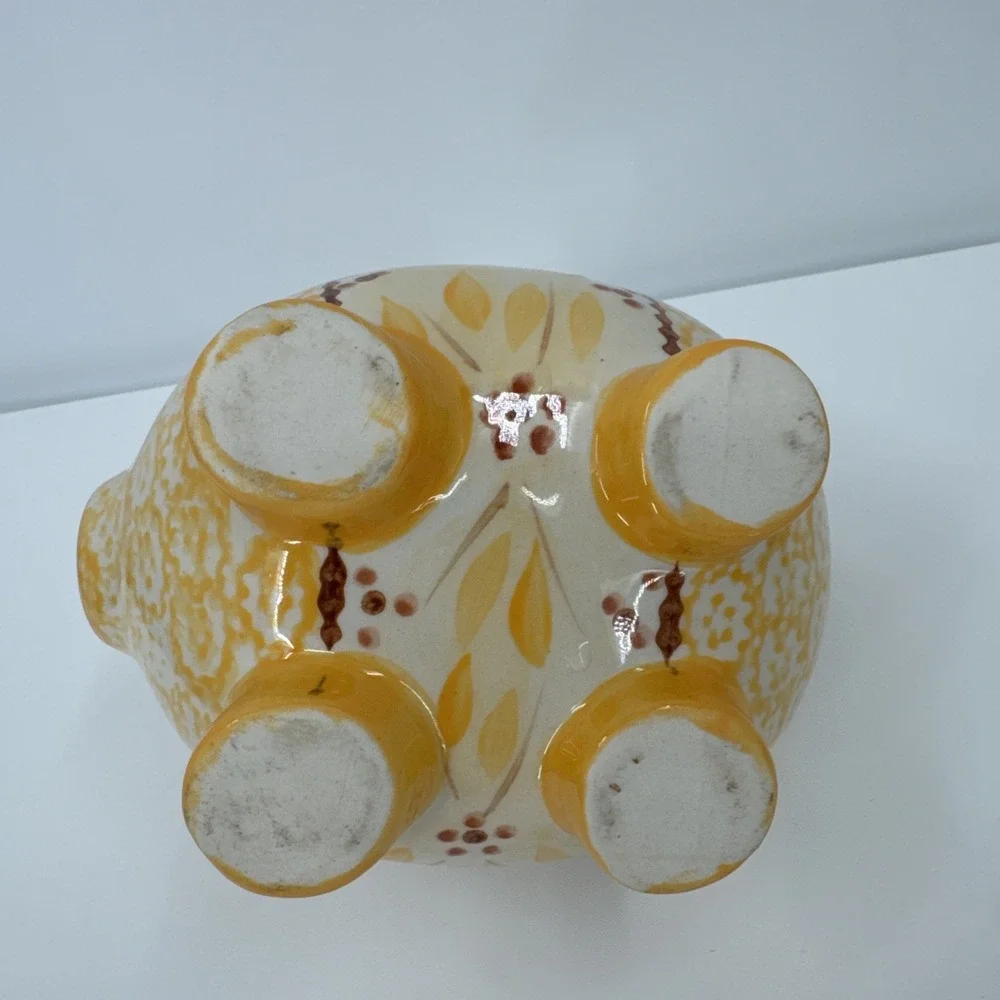 TEMPTATIONS BY TARA Old World Yellow Flower PIG Spice/Tea/Coffee Holder Kitchen